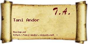 Tani Andor névjegykártya